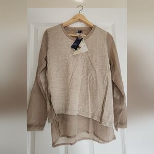 Champagne Beige Long Sleeve Layered Top